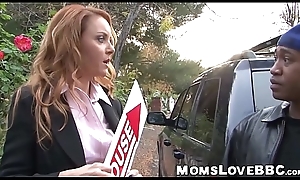 Busty redhead MILF drilled roughly away from two ghetto BBCs