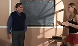 Scalding teacher licks student'_s naked vagina plus fingers ass